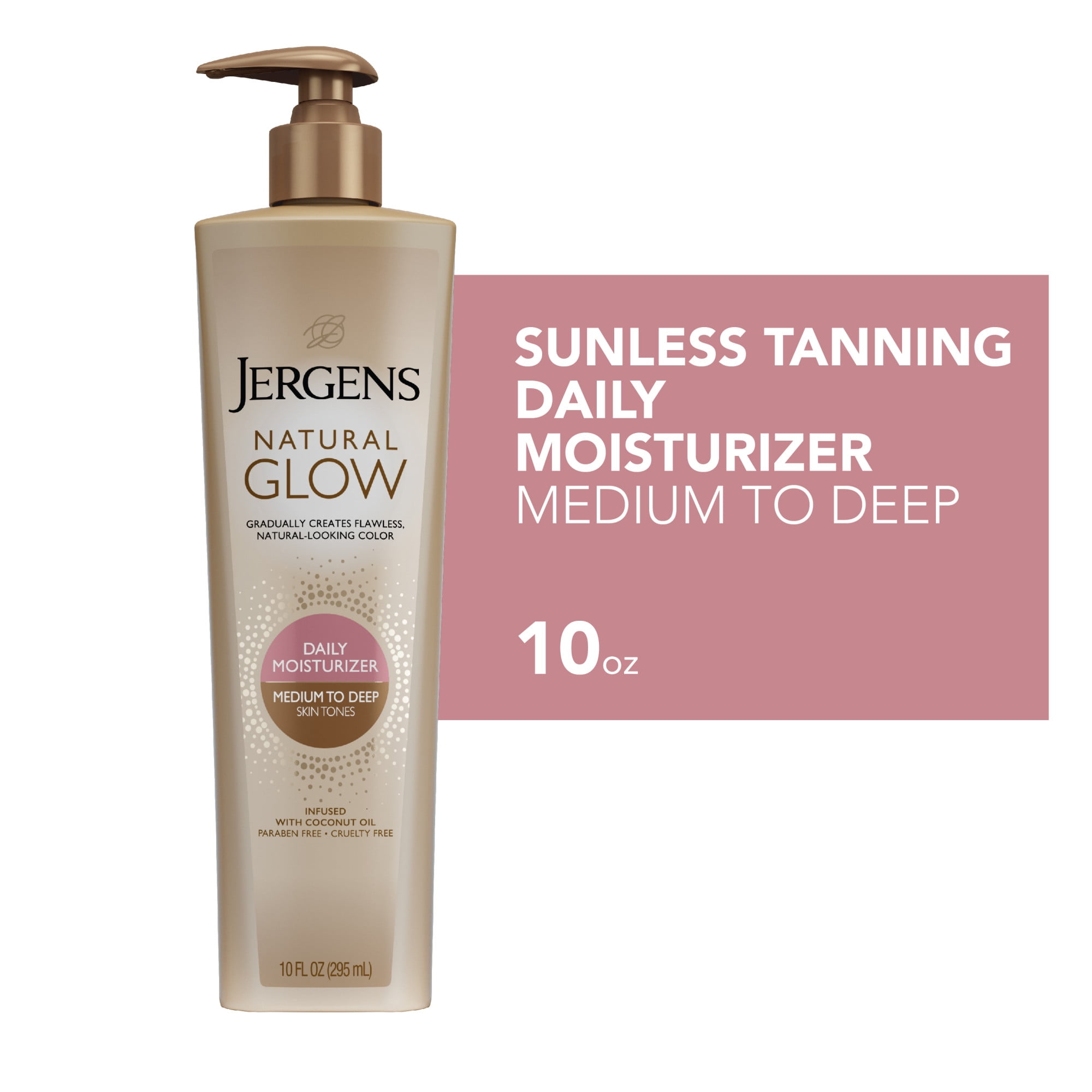 Jergens Natural Glow Sunless Tanning Lotion, Medium to Deep Skin Tone, 10 oz  - Walmart.com