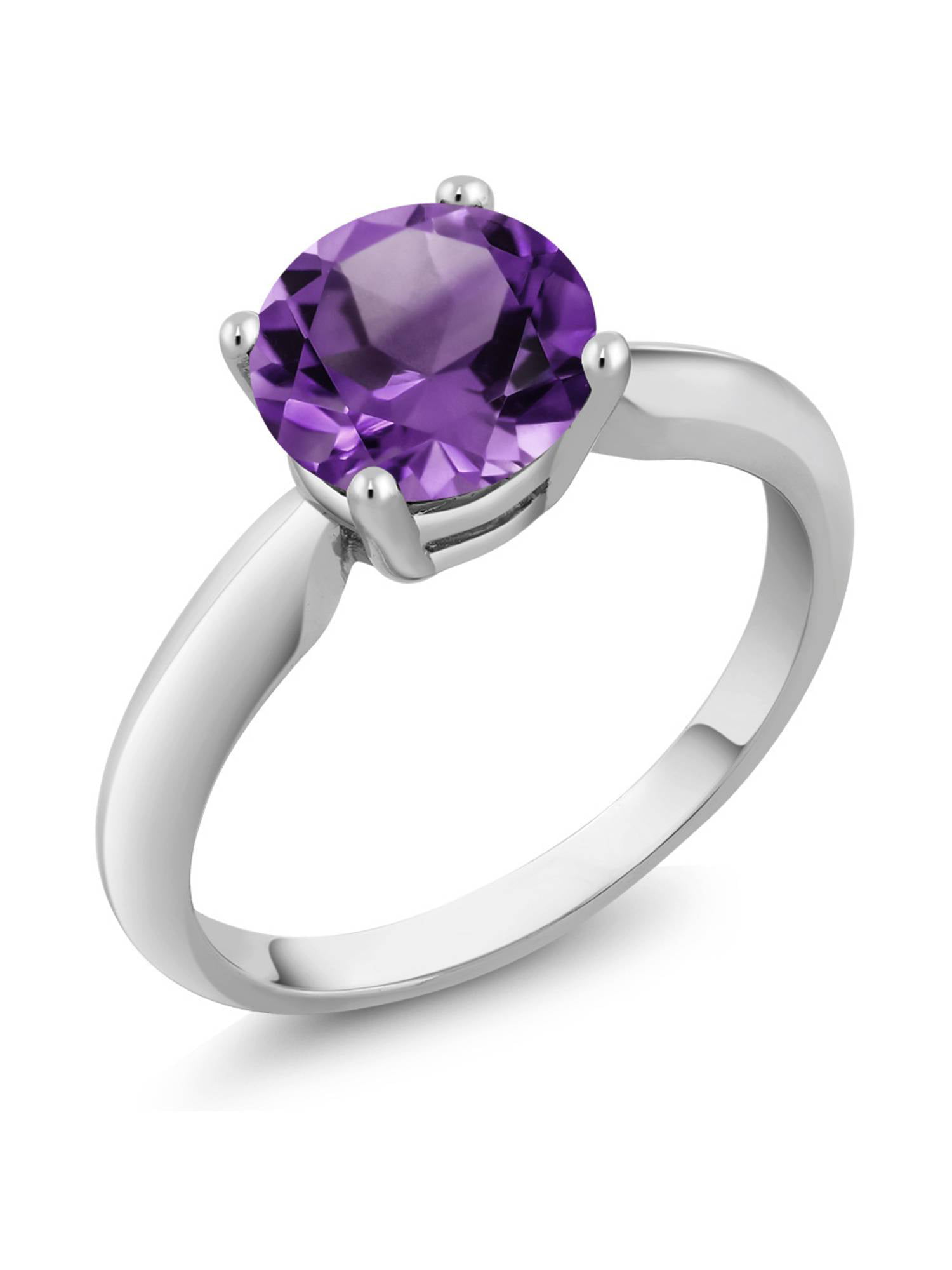 Jewelry 925 Solid Sterling Silver Exquisite Genuine Purple Ring Amethyst Purple Gems Silver Ring