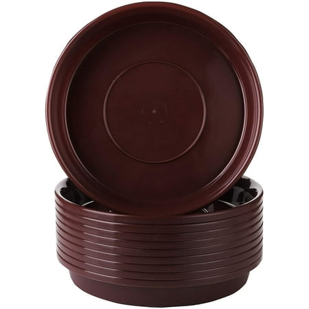 Fortunenine 10 Pack Plastic Plant Saucer 9 Inch Durable Large Round Flower Planter Pot Drip Trays For Indoors Outdoor Gardening Brown Canada Plastic Plant Saucer, Large Round Plastic Plant Trays