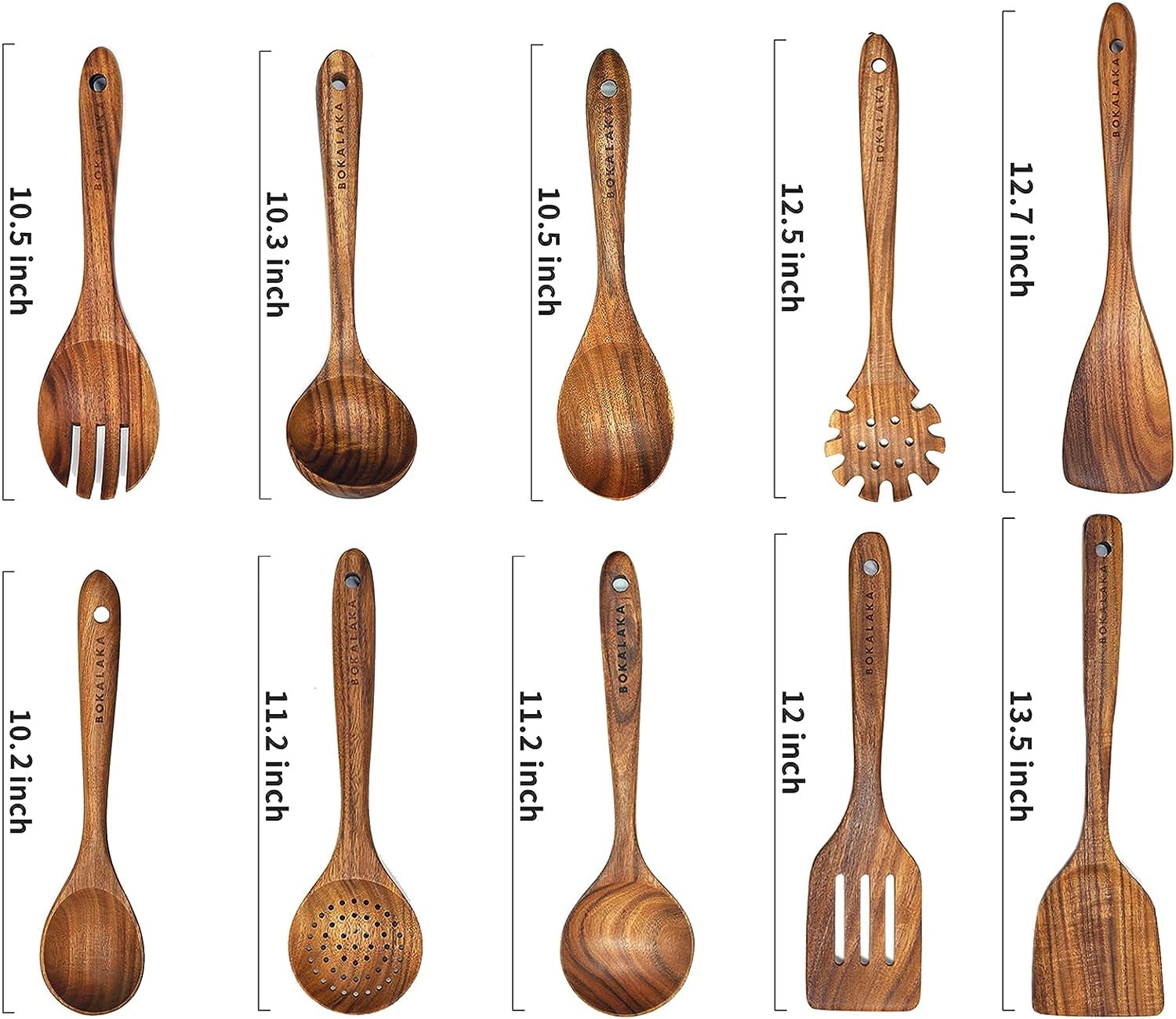 Renexas 9 Pcs Wooden Spoons for Cooking Utensils, Natural Teak Wooden  Cooking Spoons with Nonstick Spatula Set, Bamboo Kitchen Utensils With  Holder