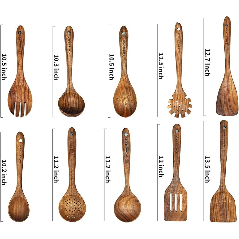 Wooden Spoons for Cooking,10 pcs Wood Utensil Set Nonstick