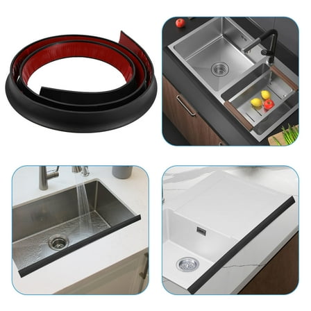Hemoton Flexible Kitchen Sink Water Dam 1 Set Countertop Splash Guard for Dishwashing Bath Shower Self Adhesive Threshold Seal