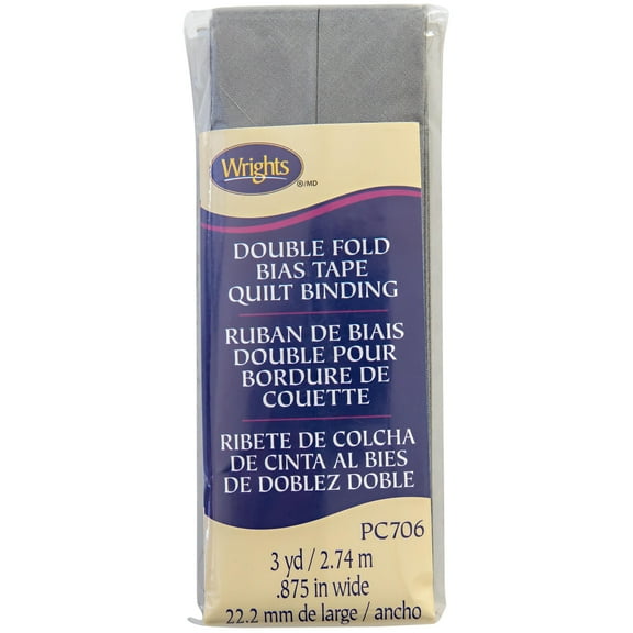 Wrights 7/8" Steel Grey Quilt Binding, 3 yd