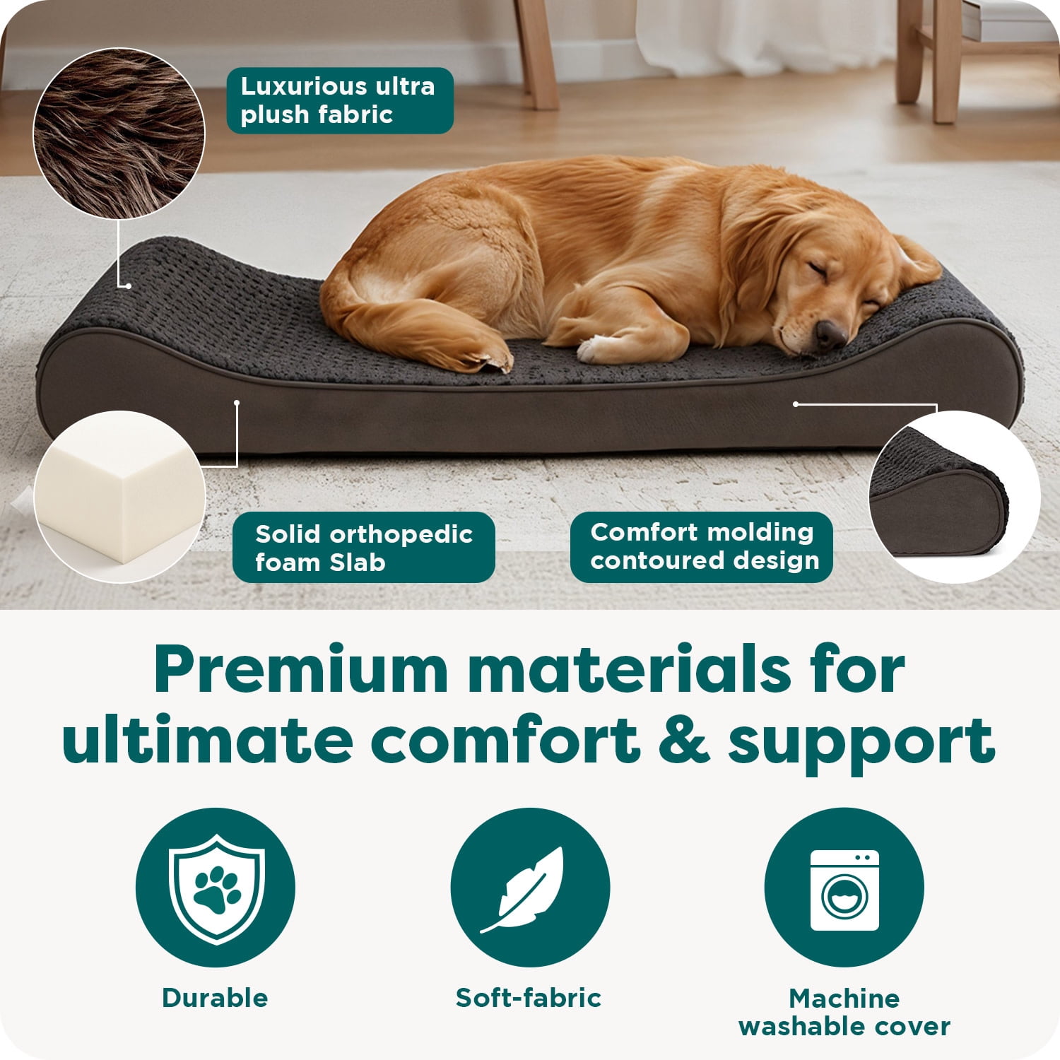 FurHaven | Orthopedic Ultra Plush Luxe Lounger Pet Bed for Dogs & Cats, Chocolate, Jumbo Plus