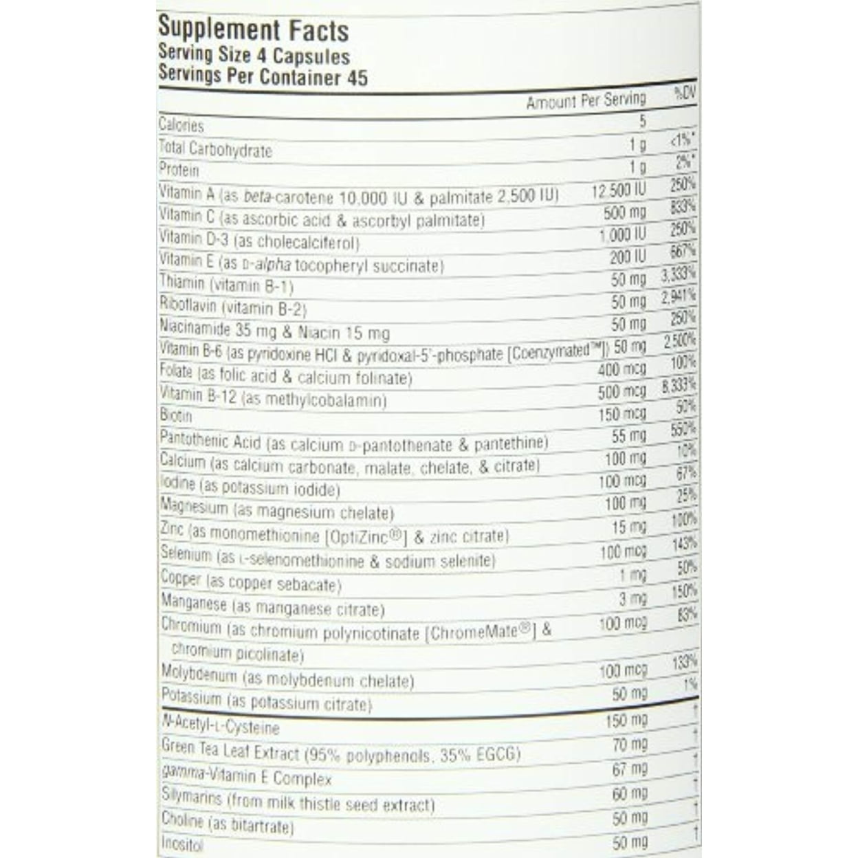 Source Natural Life Force Multiple No Iron - 180 Capsules