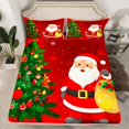 thumbnail image 2 of jejeloiu Santa Claus Twin Sheet Sets,Marry Christmas Tree Twin Fitted Sheet,Happy New Year Gifts Flat Sheet For Kids,Super Cozy Room Decoration,3pcs, 2 of 7