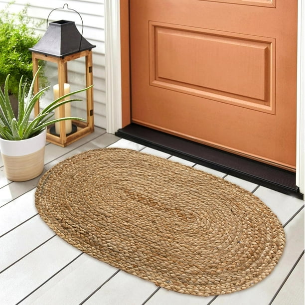 Alfombra Chardin Home tejida a mano en yute natural trenzado, 45 x 75 cm, ovalada