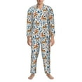 thumbnail image 3 of Naloa winter Scarf deer Men’s Pajamas Set - Long Sleeve Button Down Sleep Shirt and Pajama Bottoms Sleepwear Set-X-Large, 3 of 7