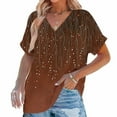 thumbnail image 2 of DDAPJ pyju Womens Tunic Tops Floral Print V Neck Short Sleeve T-Shirts Boho Summer Blouse Tees Ofertas del día Brown S, 2 of 8