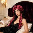 thumbnail image 5 of Satin Sleeping Cap for Long Hair - Extra Long, Adjustable 100% Polyester Satin Hair Protection Bonnet for Braids Dreadlocks Curly Hair Wine, 5 of 5