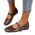thumbnail image 6 of Womens Shoes,Glossy Flat Casual Shoes Square Toe Slip On Loafers Shallow Opening Breathable Lightweight Comfort Everyday Wear Fashion Footwear,Shoes for Women,Brown,6, 6 of 9