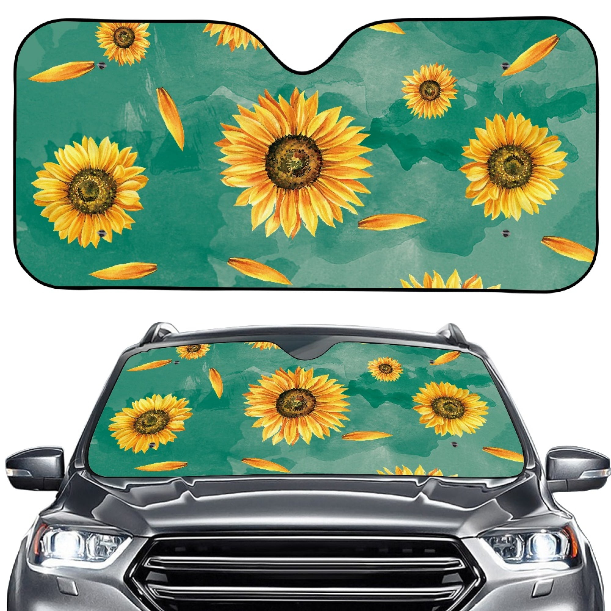 Bivenant Store Sunflower Windshield Sun Shade, High-Resolution Car Sun  Shield with Mirror Cut-Out for Automotive Interior Sun Protection Heat  Reduction, Folding Car Sunshade 