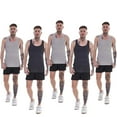 thumbnail image 4 of Keanu Mens Ribbed Cotton Blend Fitted Vest Top (Pack of 6), 4 of 5