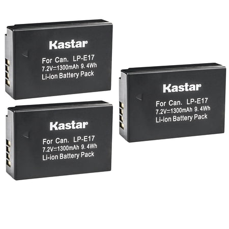 Kastar 3-Pack LP-E17 Battery Replacement for Canon Rebel SL2 EOS Rebel T6i EOS Rebel T6s EOS Rebel T7i EOS Rebel T8i EOS M3 EOS M5 EOS M6 EOS M6 Mark II EOS 77D EOS 200D EOS 250D Camera
