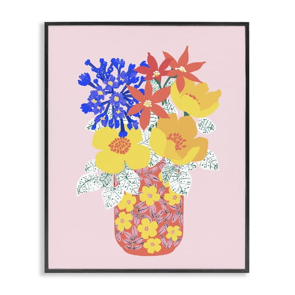 Stupell Industries Eclectic Modern Patterned Flowers Black Framed Giclee Art, 11 x 14, by Pragya Kothari