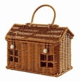 thumbnail image 1 of Cesta de Imitación Ratán con Forma Casa y Tapa, Organizador Estantes Tejido A Mano Asa Plegable, Mimbre para Cosecha., 1 of 5