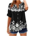 thumbnail image 2 of Pohista Cute Tops for Women V Neck Womens Oversized Tee Shirts Cotton Women Blouses Plus Size Short Sleeve Shirts for Women Flowy orders, 2 of 5