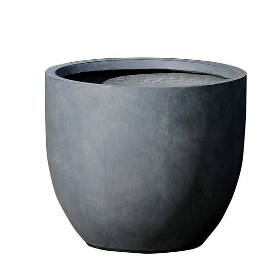 Gray MgO Round 17.2in. H Outdoor Planter
