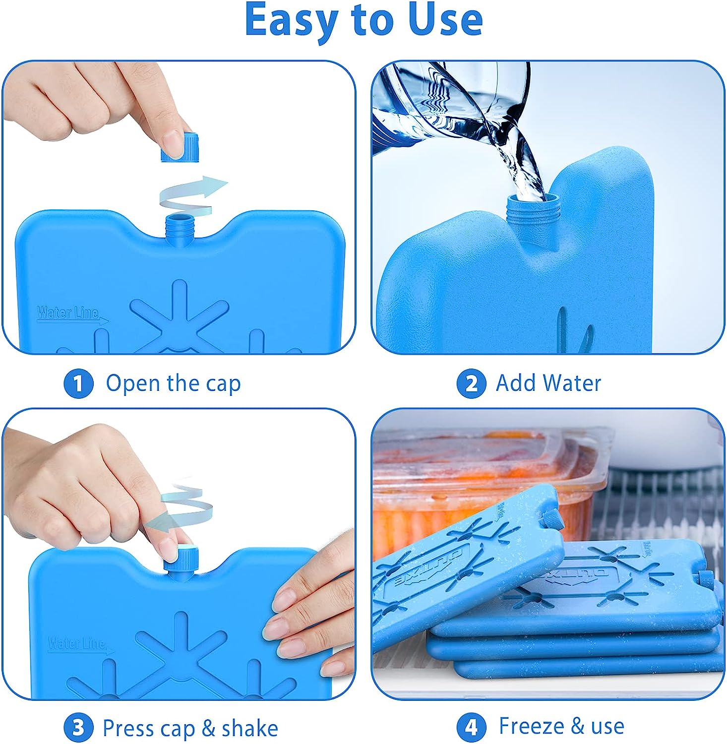 Ice Packs for Lunch Box - Reusable Ultra-Thin Freezer Packs - Long-Lasting Cool Packs for Coolers, Keep Food Fresh and Cold in Lunch Boxes and breastmilk Bags