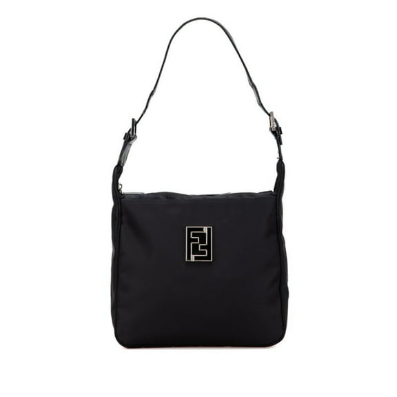 Pre-Owned Fendi FF logo one-shoulder bag handbag 15328 black nylon leather women's... (Good)