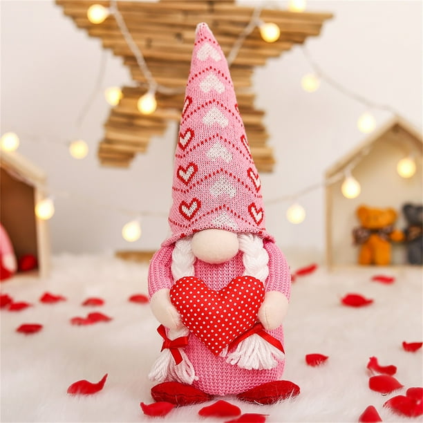 Xihbxyly Gnomo de San Valentín, Muñeco de Duende de La Suerte, Enano Rodolfo Hecho a Mano, Decoración Romántica para El Hogar, Decoración Festiva para La Chimenea, Regalo Único de San Valentín, Tamañ