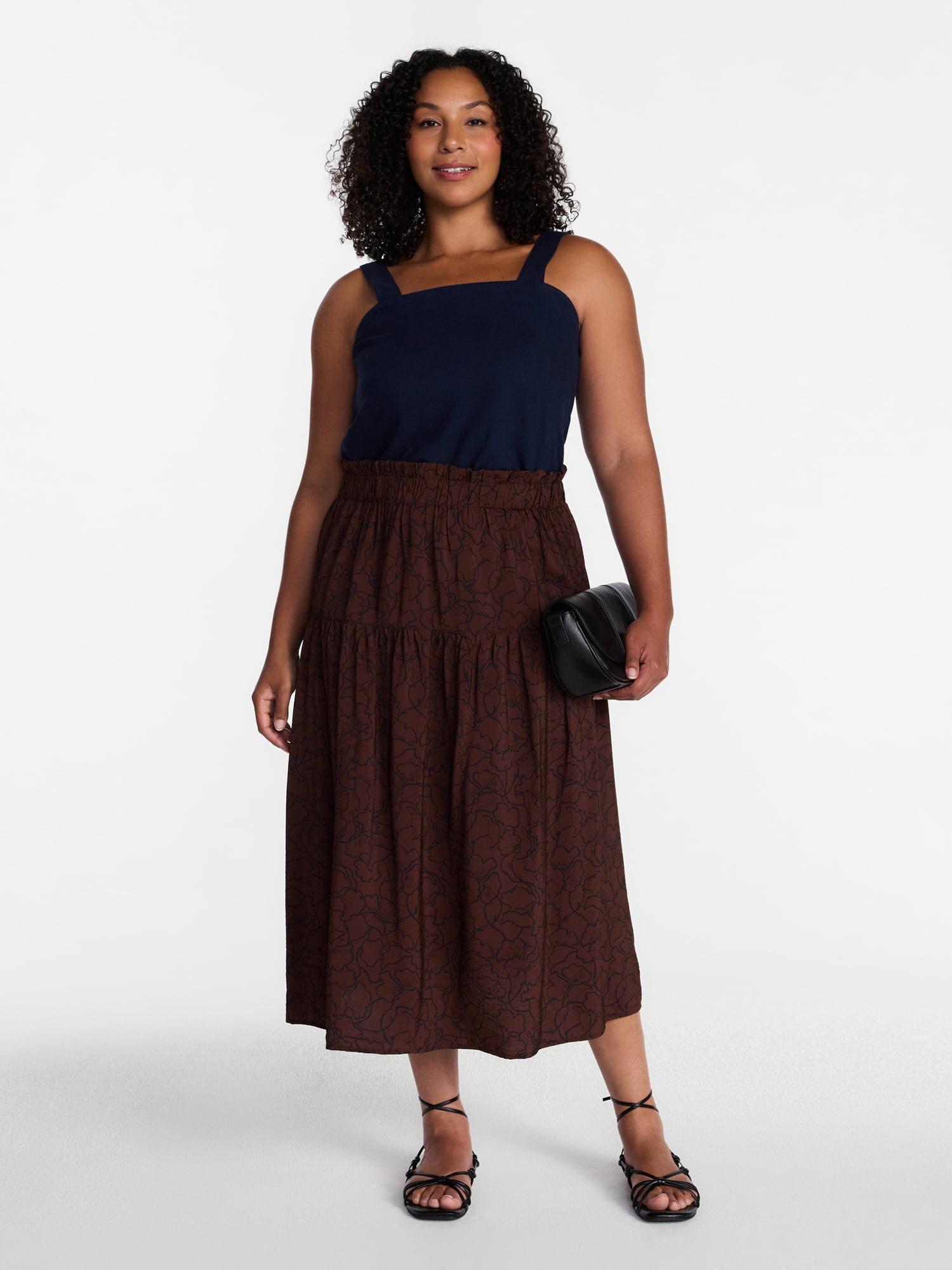 Time and Tru Women’s Tiered Maxi Skirt, Sizes XS-XXXL