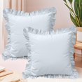 thumbnail image 2 of A set of two light blue pleated European style pillowcases, chic farmhouse European style pillowcases, retro super soft and breathable, suitable for bedrooms, 2 of 5