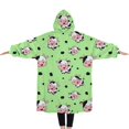 thumbnail image 2 of Oversized Wearable Blanket Hoodie,Green Cow Spot Pattern Sherpa Blanket Hoodie with Super Pockets,Super Warm Fuzzy Pullover for Women & Men, 2 of 6