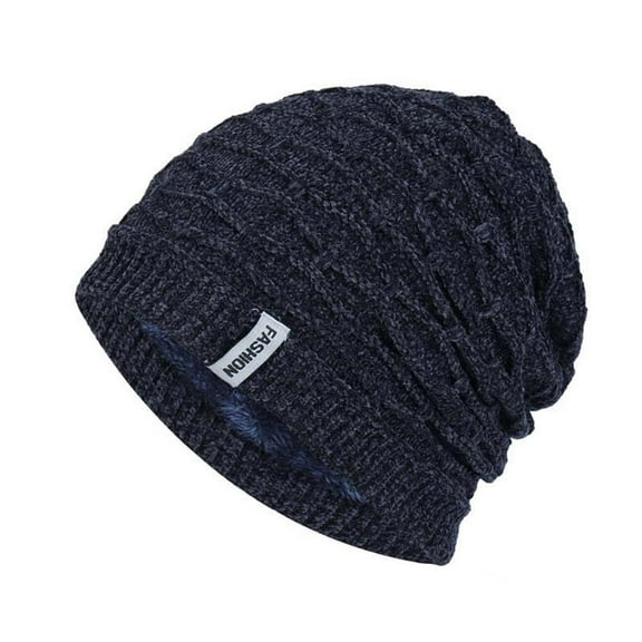 Men Hat Warm Chunky Cable Knit Hats Soft Stretch Thick Cute Knitted Cap For Cold Weather Ski Cap