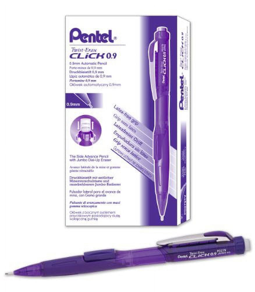 Pentel 2003568 0.9 mm Twist-Erase Click Mechanical Pencil, Violet Grip - Pack of 12