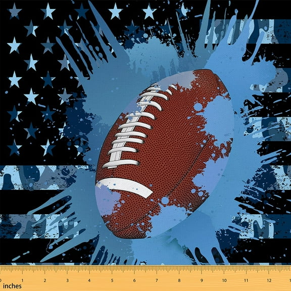 Feelyou 3D Rugby Kids Fabric by the Yard 1 Yard, Football Sports Lover Home Decor Fabric by the Yard, American Flag Sewing Fabric, Microfiber Bedroom Decor