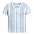thumbnail image 2 of Mens V Neck T Shirts Striped Short Sleeve T-Shirts Casual Slim Fit Lightweight Summer Tops Fashion Beach Vacation Shirts, 2 of 4