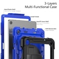 thumbnail image 6 of Case for Lenovo Tab M10 3rd Gen 10.1 inch 2022 with Screen Protector, 360 Degree Rotating Kickstand Hand Strap Heavy Duty Shockproof Cover with Shoulder Strap, Dark Blue PC, 6 of 7