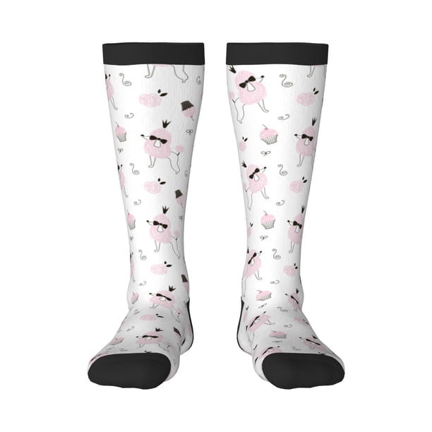 Balery Cute Poodle Dog Calcetines novedosos Calcetines deportivos Calcetines hasta la rodilla Calcetines de algodón Calcetines originales y geniales