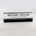 thumbnail image 3 of Artblox Office Desk Name Plate Personalized | Custom Name Plates for Desks on Acrylic Glass Decor | Office Desk Decor Nameplate | Desk Accessories | Black Stripe - (8" x 2.5"), 3 of 5