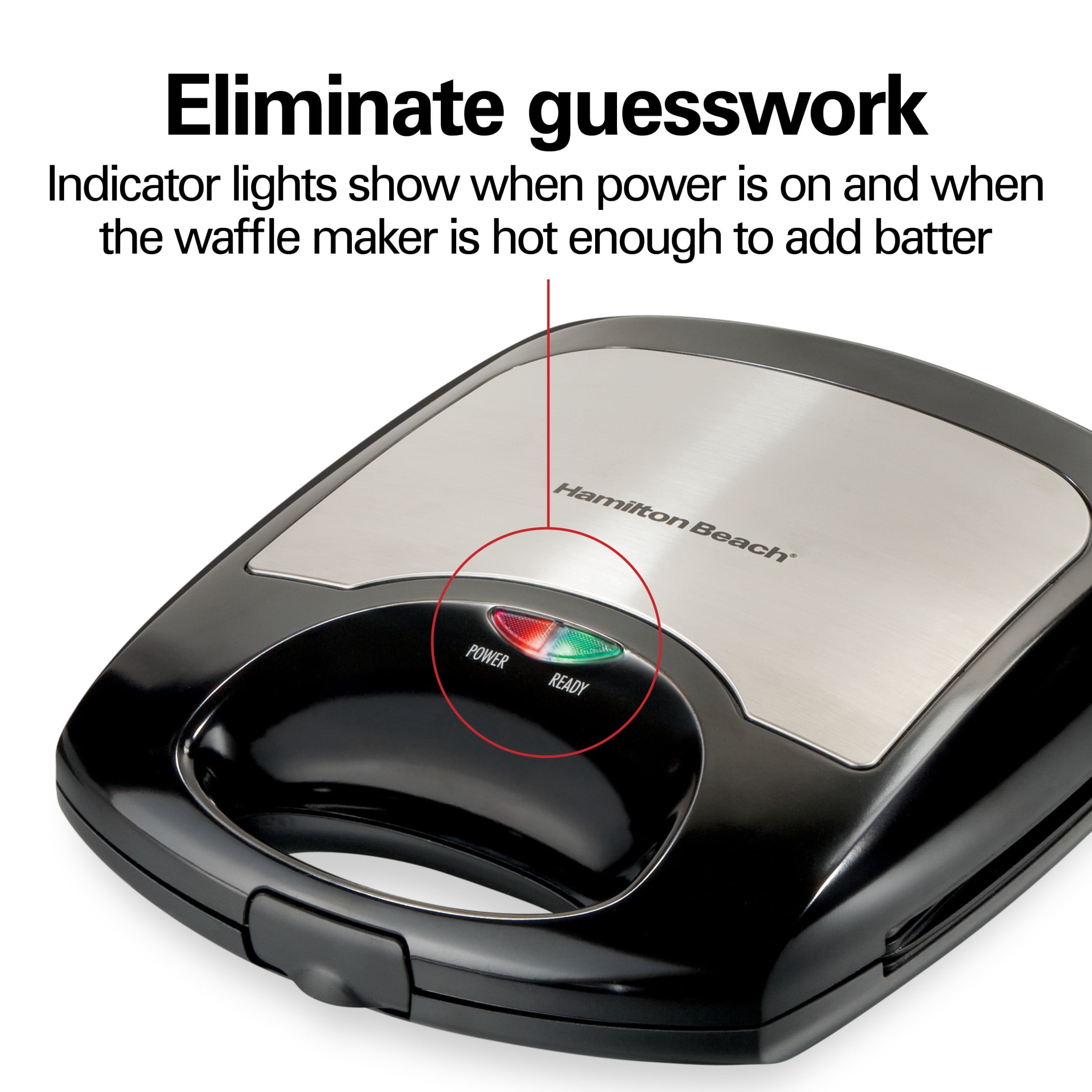 Hamilton Beach Mini Belgian Waffle Maker with Nonstick Plates, Waffle Iron, Black & Stainless