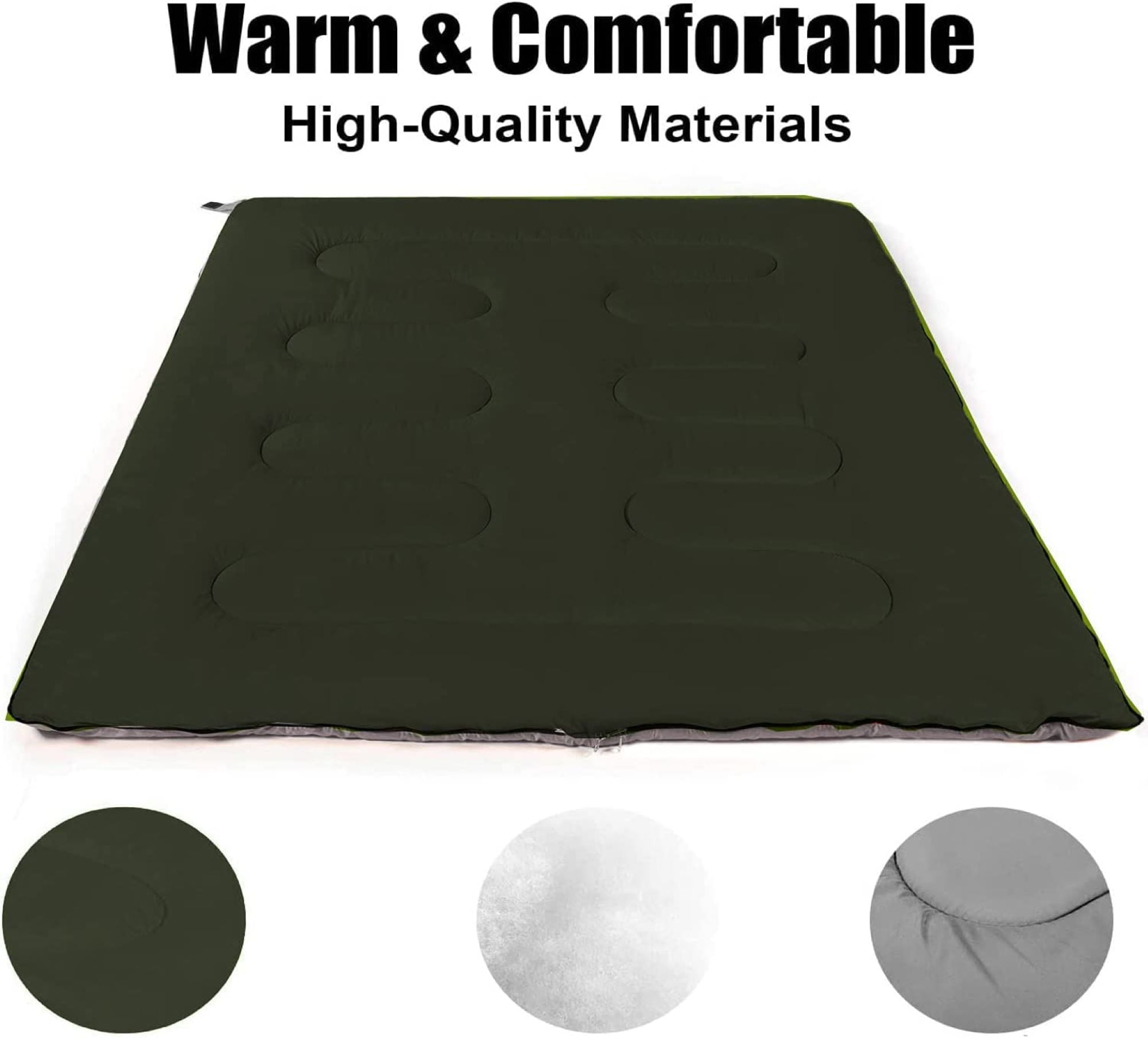 10 Pack Bulk Wholesale of Cold Weather Envelope Sleeping Bags for Adults, Kids, Homeless, Camping, Indoors, Outdoors - 10 Count Sleeping Bags in Forest Green - 71"L x 30"W
