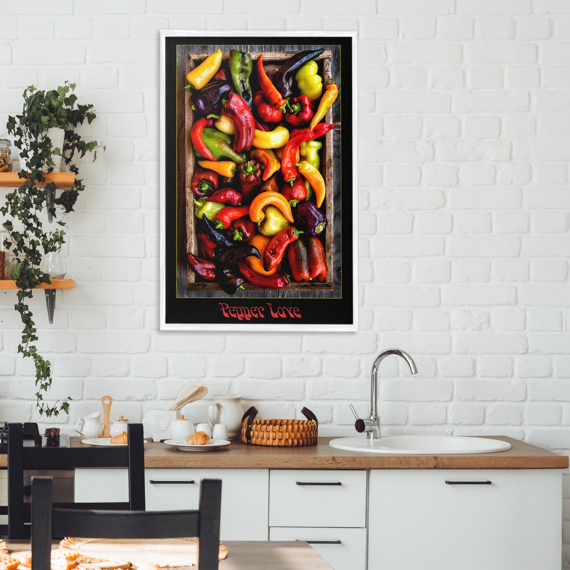Stupell Industries Pepper Love Vibrant Vegetables White Framed Giclee Art, design by Carl Kravats