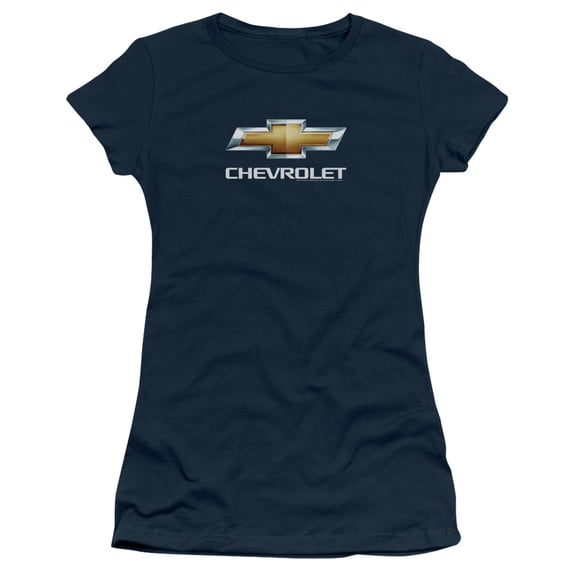 Chevrolet Chevy Bowtie Stacked S/S Junior Women's T-Shirt Sheer Navy