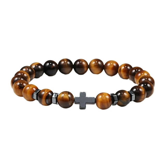 Hommes Bracelets de Perles de Pierre Naturelle Bracelet Petit Portable Mode Obsidienne Résistant à l'Usure Bijoux Élastique Corde Bracelet de Tigre de Mode Partie Type 9