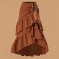 thumbnail image 2 of YAYUBA Womens Layered Ruffle Skirt High Low Asymmetrical Hem Midi Skirt Drawstring Waist A Line Flowy Halloween Skirt, RD1, 2 of 3