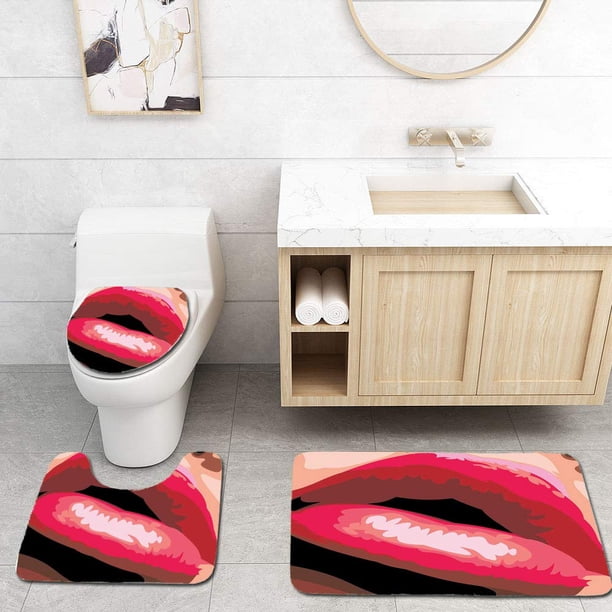 Pudmad Girls Lips A Woman Mouth Red Lipstick On Posing Charming Gestures Artprint 3 Piece Bathroom Rugs Set Bath Rug Contour Mat And Toilet Lid Cover Walmart Com Walmart Com