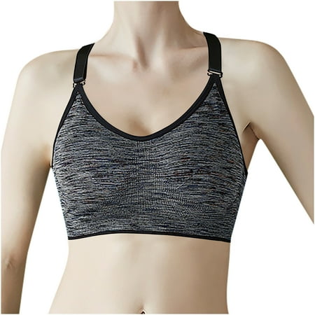 ATOYSOY Sports Bra Everyday Bra Camouflage Yoga Activewear Solid Color Underwear Push Up Bralette Workout Comfort Bra Clearance Breathable Teens Wireless Tank Tops Gray M