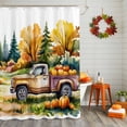thumbnail image 2 of Shower Curtains for Bathroom-60"x72",Retro Truck Thanksgiving Pumpkin Waterproof Bath Curtain Grommet Shower Curtain Set with Hooks, 2 of 6