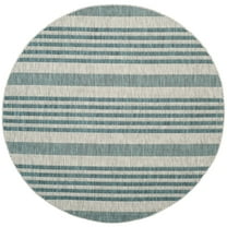SAFAVIEH Courtyard Patrice Striped Indoor/Outdoor Area Rug, Grey/Blue, 6'7" x 6'7" Round