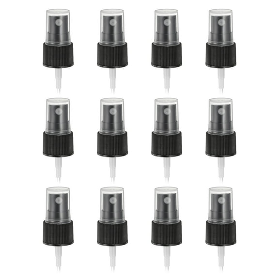 12 Pcs Black Spray Top, 20/410 Fine Mist Sprayer Reusable Replacement Spray Bottle Pump StripePlastic Top