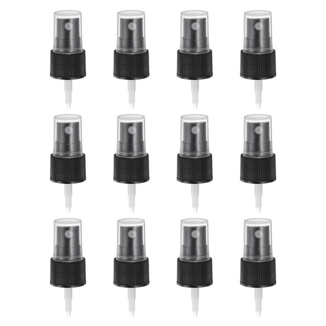 12 Pcs Tapa de Spray Negra, 20/410 Sprayer de Niebla Fina Reutilizable Bomba de Reemplazo de Botella de Spray Tapa de Plástico