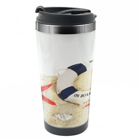 

Buoy Travel Mug Shells Starfishes Sea Steel Thermal Cup 16 oz by Ambesonne