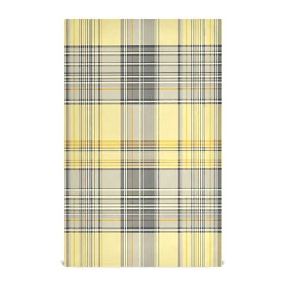 Multi-Purpose Kitchen Towels 28x18 Inch Dishcloths with Hanging Loop Decorative and Practical Towels for Kitchen, Dining Light Yellow and Grey Tartan