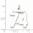 thumbnail image 2 of Sterling Silver Rhodium-plated Medium Polished Number 74 Charm QMS74 (21mm x 16mm), 2 of 2